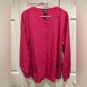 Women’s pink Cherokee scrub jacket, size medium